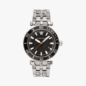 Buy Shop Versace Greca Sport Quartz Black Dial Silver Steel Strap Watch For Men - VEZ300321 USA Online