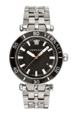 Buy Shop Versace Greca Sport Quartz Black Dial Silver Steel Strap Watch For Men - VEZ300321 USA Online