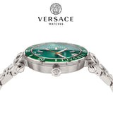Buy Shop Versace Greca Sport Quartz Green Dial Silver Steel Strap Watch For Men - VEZ300421 USA Online