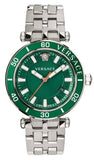 Buy Shop Versace Greca Sport Quartz Green Dial Silver Steel Strap Watch For Men - VEZ300421 USA Online