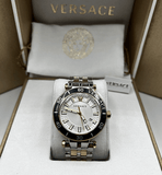 Buy Shop Versace Greca Sport Quartz White Dial Two Tone Steel Strap Watch For Men - VEZ300521 USA Online