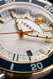 Buy Shop Versace Greca Sport Quartz White Dial Two Tone Steel Strap Watch For Men - VEZ300521 USA Online