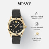 Buy Shop Versace Greca Time Quartz Black Dial Brown Leather Strap Watch For Men - VE3K00222 USA Online