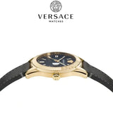 Buy Shop Versace Greca Time Quartz Black Dial Brown Leather Strap Watch For Men - VE3K00222 USA Online