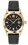 Buy Shop Versace Greca Time Quartz Black Dial Brown Leather Strap Watch For Men - VE3K00222 USA Online