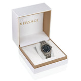 Buy Shop Versace Greca Time Quartz Black Dial Grey Steel Strap Watch for Men - VE3K00622 USA Online