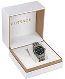 Buy Shop Versace Greca Time Quartz Black Dial Grey Steel Strap Watch for Men - VE3K00622 USA Online