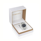 Buy Shop Versace Greca Time Quartz Black Dial Silver Steel Strap Watch For Men - VE3K00322 USA Online