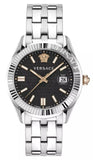 Buy Shop Versace Greca Time Quartz Black Dial Silver Steel Strap Watch For Men - VE3K00322 USA Online