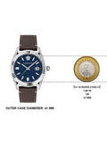 Buy Shop Versace Greca Time Quartz Blue Dial Brown Leather Strap Watch For Men - VE3K00122 USA Online