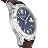 Buy Shop Versace Greca Time Quartz Blue Dial Brown Leather Strap Watch For Men - VE3K00122 USA Online