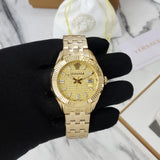 Buy Shop Versace Greca Time Quartz Gold Dial Gold Steel Strap Watch For Men - VE3K00522 USA Online