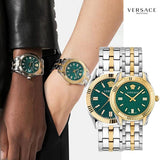 Buy Shop Versace Greca Time Quartz Green Dial Two Tone Steel Strap Watch For Men - VE3K00422 USA Online