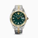 Buy Shop Versace Greca Time Quartz Green Dial Two Tone Steel Strap Watch For Men - VE3K00422 USA Online