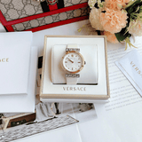 Buy Shop Versace Greca White Dial White Leather Strap Watch for Women - VELW00120 USA Online