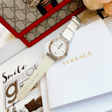 Buy Shop Versace Greca White Dial White Leather Strap Watch for Women - VELW00120 USA Online