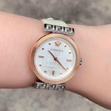 Buy Shop Versace Greca White Dial White Leather Strap Watch for Women - VELW00120 USA Online