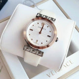 Buy Shop Versace Greca White Dial White Leather Strap Watch for Women - VELW00120 USA Online
