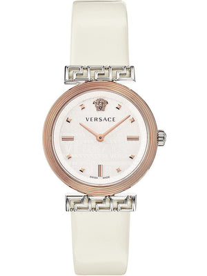 Buy Shop Versace Greca White Dial White Leather Strap Watch for Women - VELW00120 USA Online