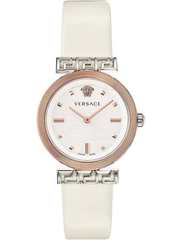 Buy Shop Versace Greca White Dial White Leather Strap Watch for Women - VELW00120 USA Online
