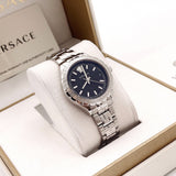 Buy Shop Versace Hellenyium Black Dial Silver Steel Strap Watch for Women - V12020015 USA Online
