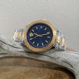 Buy Shop Versace Hellenyium Blue Dial Two Tone Steel Strap Watch for Women - V12060017 USA Online