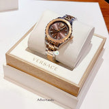 Buy Shop Versace Hellenyium Brown Dial Two Tone Steel Strap Watch for Women - V12040015 USA Online
