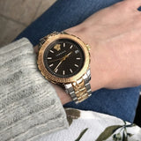 Buy Shop Versace Hellenyium Brown Dial Two Tone Steel Strap Watch for Women - V12040015 USA Online