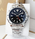 Buy Shop Versace Hellenyium GMT Black Dial Silver Steel Strap Watch for Men - V11020015 USA Online