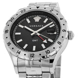 Buy Shop Versace Hellenyium GMT Black Dial Silver Steel Strap Watch for Men - V11020015 USA Online