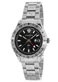 Buy Shop Versace Hellenyium GMT Black Dial Silver Steel Strap Watch for Men - V11020015 USA Online