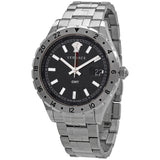 Buy Shop Versace Hellenyium GMT Black Dial Silver Steel Strap Watch for Men - V11020015 USA Online