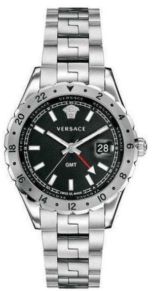 Buy Shop Versace Hellenyium GMT Black Dial Silver Steel Strap Watch for Men - V11020015 USA Online