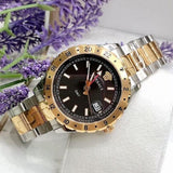 Buy Shop Versace Hellenyium GMT Black Dial Two Tone Steel Strap Watch for Men - V11040015 USA Online