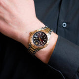 Buy Shop Versace Hellenyium GMT Black Dial Two Tone Steel Strap Watch for Men - V11040015 USA Online