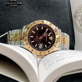 Buy Shop Versace Hellenyium GMT Black Dial Two Tone Steel Strap Watch for Men - V11040015 USA Online