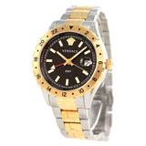 Buy Shop Versace Hellenyium GMT Black Dial Two Tone Steel Strap Watch for Men - V11040015 USA Online
