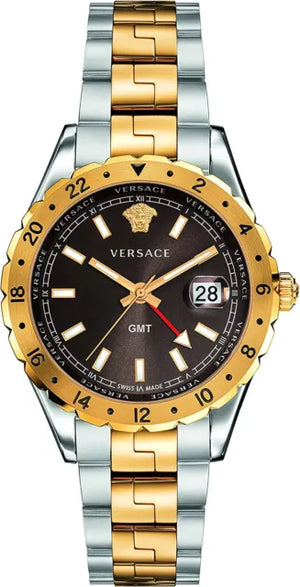Buy Shop Versace Hellenyium GMT Black Dial Two Tone Steel Strap Watch for Men - V11040015 USA Online