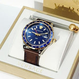Buy Shop Versace Hellenyium GMT Blue Dial Brown Leather Strap Watch for Men - V11080017 USA Online