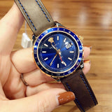 Buy Shop Versace Hellenyium GMT Blue Dial Brown Leather Strap Watch for Men - V11080017 USA Online