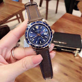 Buy Shop Versace Hellenyium GMT Blue Dial Brown Leather Strap Watch for Men - V11080017 USA Online
