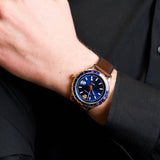 Buy Shop Versace Hellenyium GMT Blue Dial Brown Leather Strap Watch for Men - V11080017 USA Online