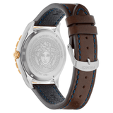 Buy Shop Versace Hellenyium GMT Blue Dial Brown Leather Strap Watch for Men - V11080017 USA Online