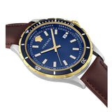 Buy Shop Versace Hellenyium GMT Blue Dial Brown Leather Strap Watch for Men - V11080017 USA Online