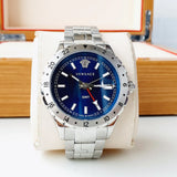 Buy Shop Versace Hellenyium GMT Blue Dial Silver Steel Strap Watch for Men - V11010015 USA Online