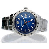 Buy Shop Versace Hellenyium GMT Blue Dial Silver Steel Strap Watch for Men - V11010015 USA Online
