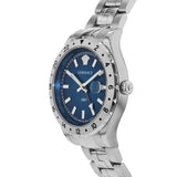 Buy Shop Versace Hellenyium GMT Blue Dial Silver Steel Strap Watch for Men - V11010015 USA Online