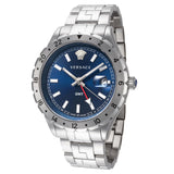 Buy Shop Versace Hellenyium GMT Blue Dial Silver Steel Strap Watch for Men - V11010015 USA Online