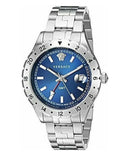 Buy Shop Versace Hellenyium GMT Blue Dial Silver Steel Strap Watch for Men - V11010015 USA Online