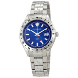 Buy Shop Versace Hellenyium GMT Blue Dial Silver Steel Strap Watch for Men - V11010015 USA Online